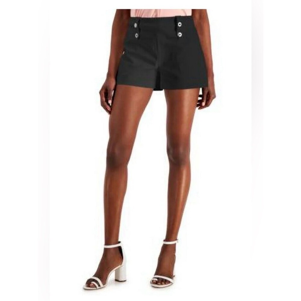 INC International Concepts High-Rise Black Women’s Sailor Button Shorts Size 2